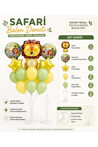 DEHAPARTY Safari Concept Balloon Decoration Set Birthday Balloon Set Lion Foi...