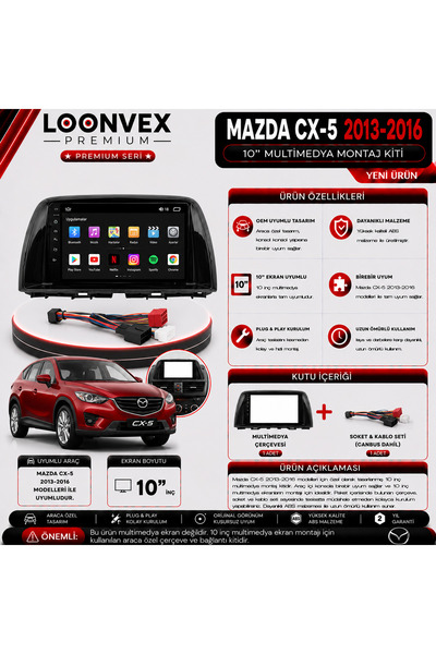 LOONVEX طقم تركيب الوسائط المتعددة الفاخر لسيارة مازدا CX-5 2013-2016 مقاس 10...