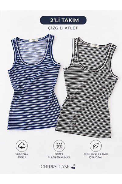 Cherry Lane 2-Piece Striped Women's Athlete Set – Soft Textured for Daily Use