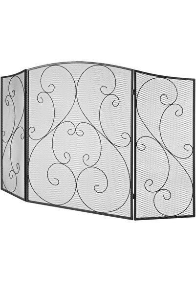 VEVOR Paravan șemineu vintage cu 3 panouri, 1220x768 mm, Oțel, Negru