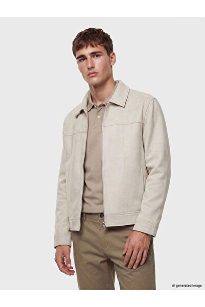 LC Waikiki Lcw Vision Beige Loose Fit Suede Look Men's Jacket