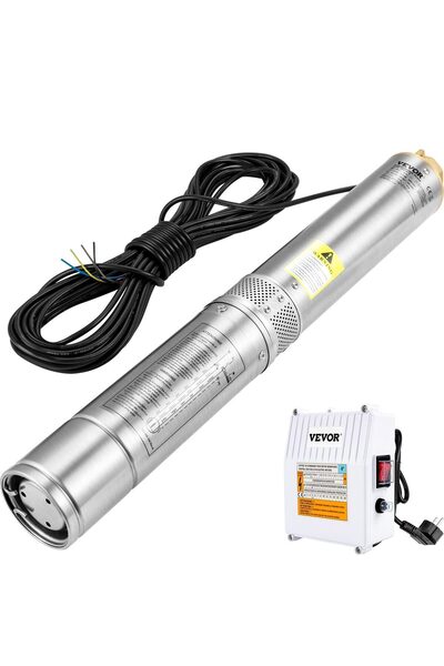 VEVOR Pompă submersibilă pentru puțuri adânci, Oțel Inoxidabil 1100 W, contro...
