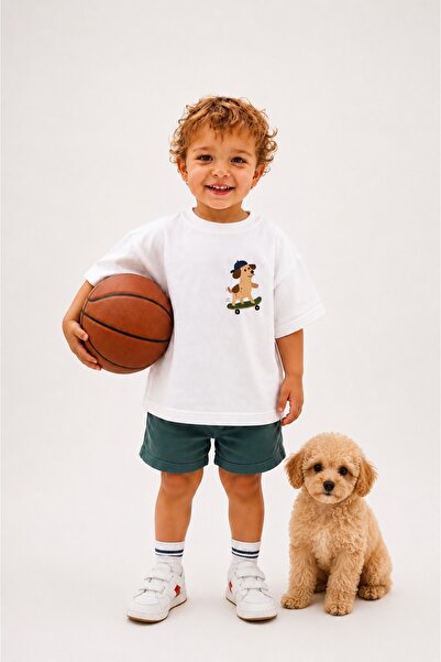 Le Touche Tricou supradimensionat unisex pentru copii cu model câine – Tricou...