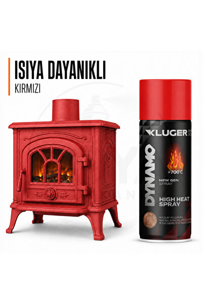 Kluger DYNAMO YÜKSEK ISIYA DAYANIKLI SPREY BOYA KIRMIZI 700° - SOBA BOYASI-EG...