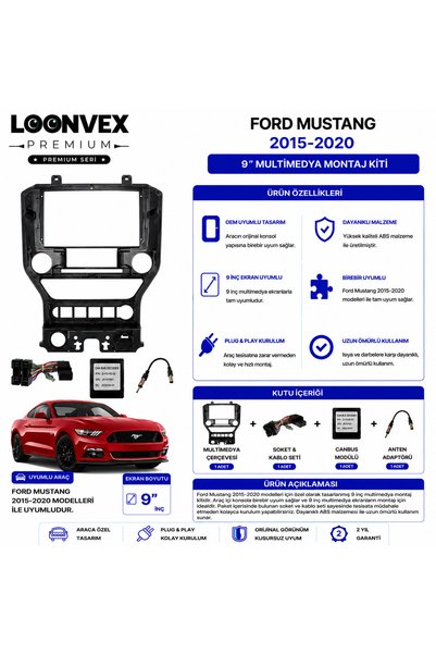 LOONVEX Premium – Ford Mustang 2015-2020 9" Multimedia Frame + Socket Kit