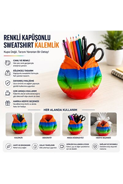 Dekoratif renkli gökkuşağı kalemlik