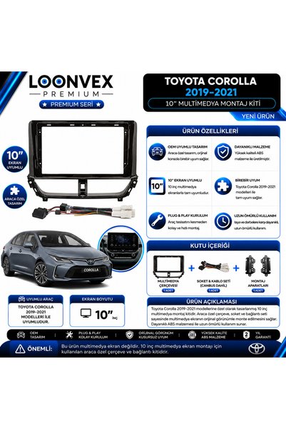LOONVEX Premium Toyota Corolla 2019-2021 10 Inch Multimedia Tape Deck Frame +...