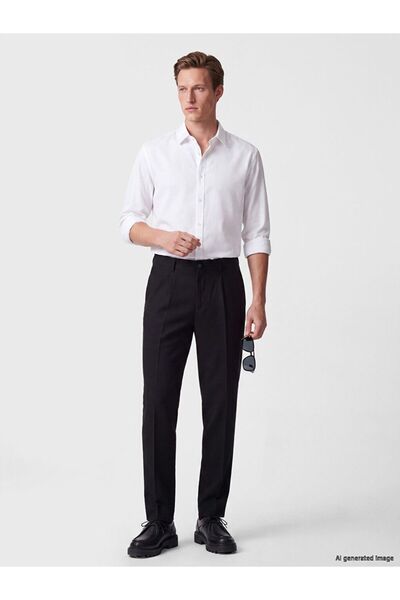 LC Waikiki Southblue Black Regular Fit Men's Pleated Trousers