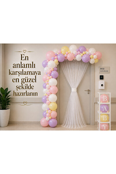 Genel Markalar Hastane Odası Süsleme Seti 50 Balonlu Baby Kutulu Tüllü Yeni D...