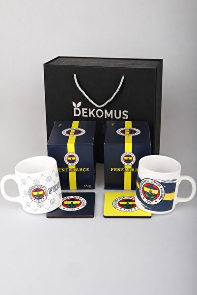 Fenerbahçe Özel Kutulu Lisanslı 2 Adet Kupa ve Kupa Altlığı Seti