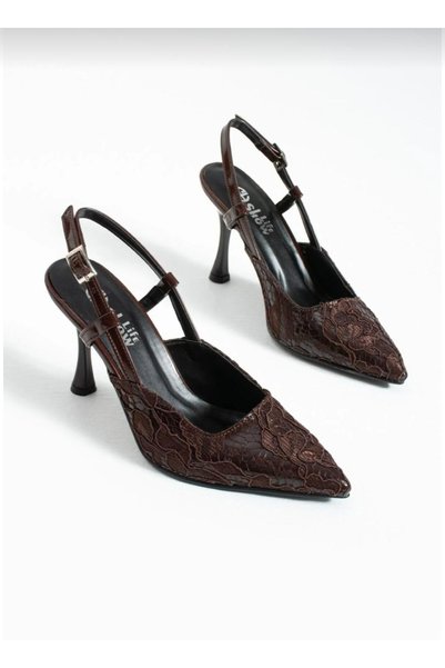 Mira style Women's Pointed Toe Lace Detailed Thin Heels