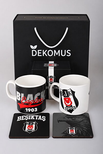 Beşiktaş Özel Kutulu Lisanslı 2 Adet Kupa ve Kupa Altlığı Seti
