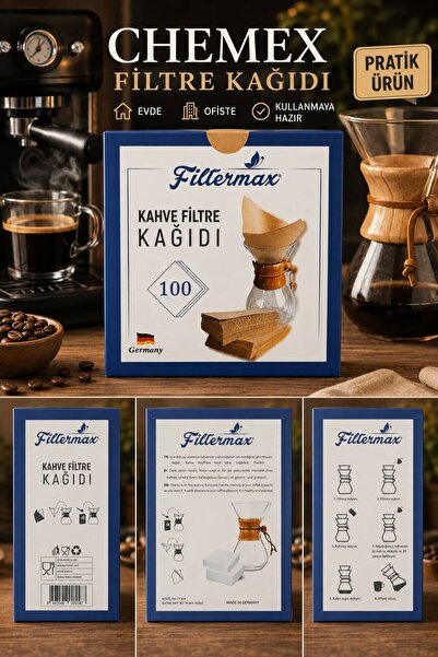 Chemex Uyumlu Kahve Filtre Kağıdı Kahverengi 100'lü paket