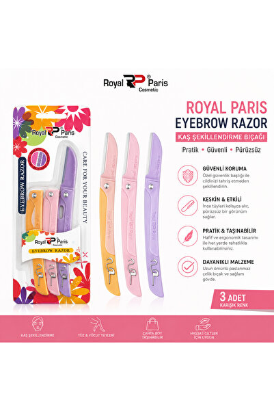 RP Royal Paris Cosmetic Royal Paris Kaş Usturası 3'lü Kaş Şekillendirme Bıçağ...