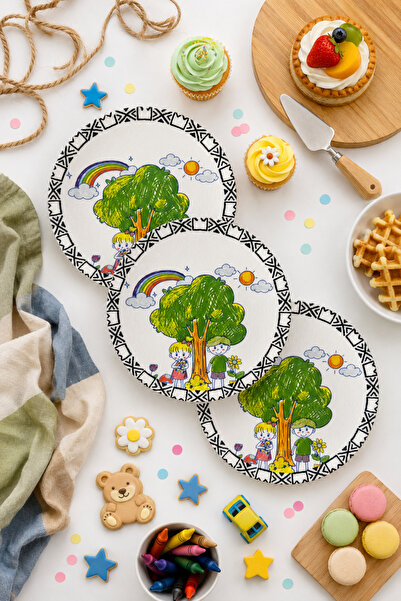 grandora Children and Nature Themed Cake and Dessert Plate - Set of 6, 20 cm ...