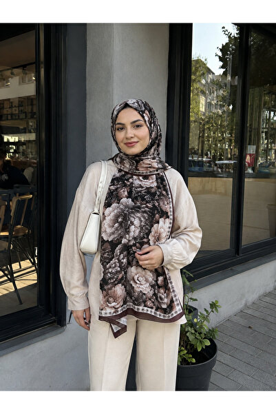Genel Markalar Kahve Bahçesi Desenli Bambu Kraş Şal