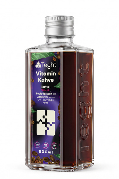 TEGHT Vitamin Kahve Sitikolin Fosfotidilserin B6 B12 Vitamini İçeren 200 ml S...
