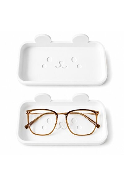OEM Tavă organizatoare pentru ochelari și accesorii, Model ursuleț, Plastic, Alb