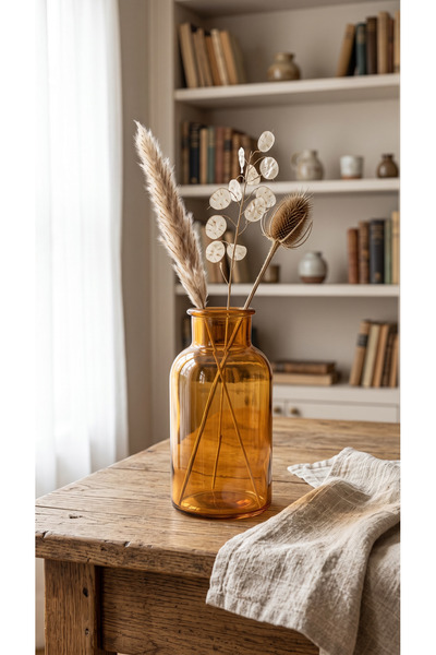 zezedesing Decorative Colored Glass Vase 20X10 cm – Modern Flower Vase, Livin...