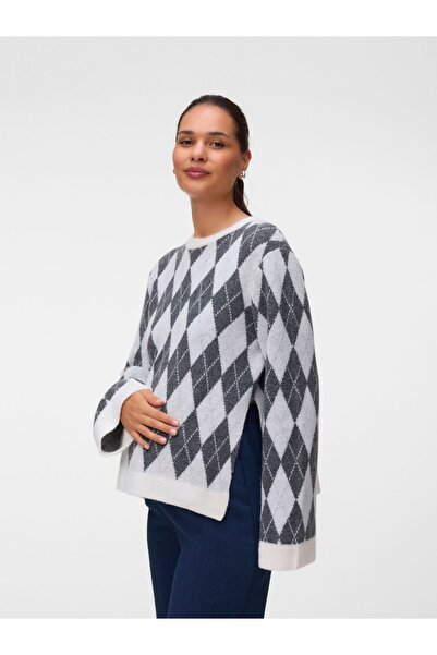 Mama Licious Strickpullover Normal geschnitten Rundhals Gerippte Ärmelbündche...