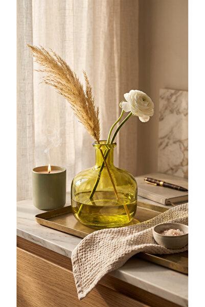 zezedesing Decorative Amber Glass Vase 12X11 cm – Mini Colored Glass Flower H...