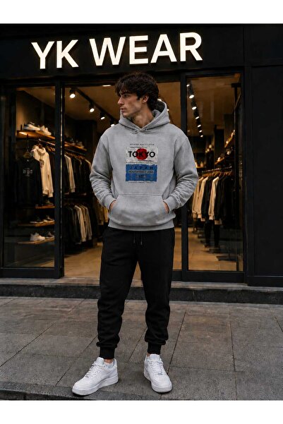 YK WEAR Unisex Tokyo Street Style Oversize Hooded Sweatshirt Tracksuit Top an...