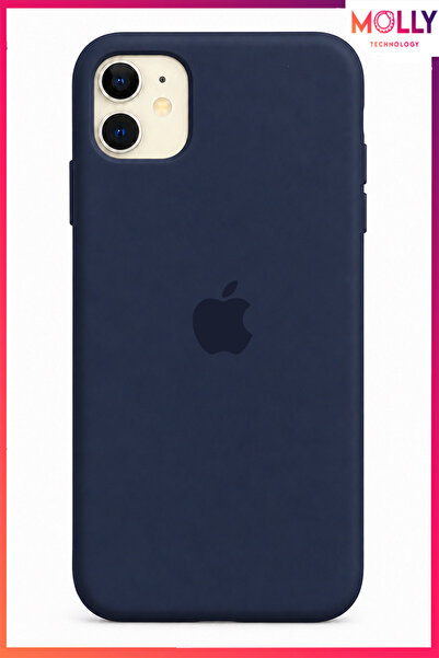 Molly iPhone 11 İçin Gece Mavisi Lansman Soft İçi Kadife Mat Silikon Kılıf