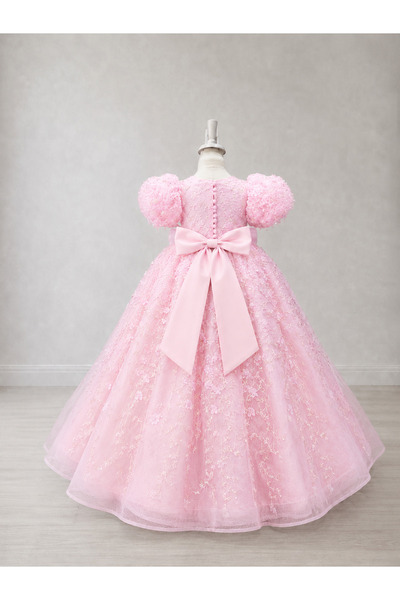 PRİNCESS Girl's Pink Princess Dress, Girl's Evening Dress, Birthday Dress