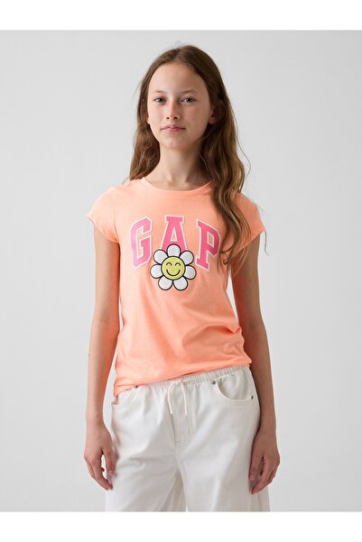 GAP Kız Çocuk Turuncu Logo T-Shirt