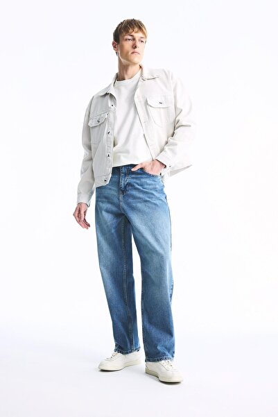 DeFacto Baggy Fit Straight Leg Washed Effect Jean Trousers I7295Ax26Au