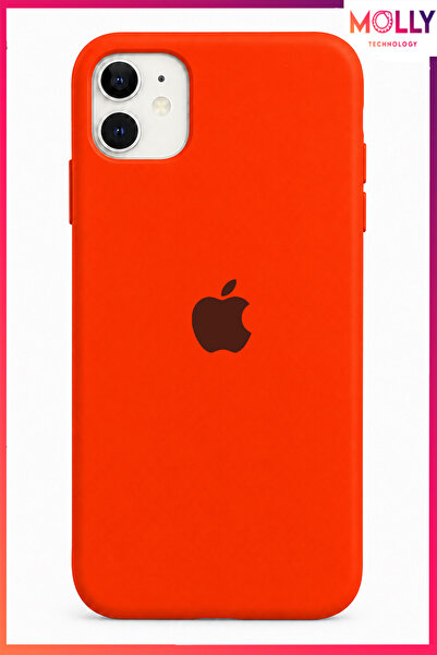 Molly iPhone 11 İçin Neon Turuncu Lansman Soft İçi Kadife Mat Silikon Kılıf