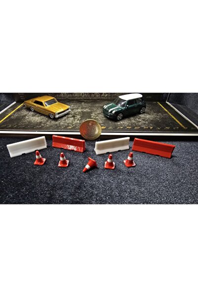 fabrikahşap 1 64 Model Araç Diorama 9 Parça Bariyer Duba Seti Diecast Garaj A...