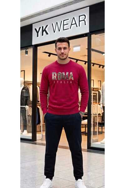 YK WEAR Unisex Rome Italy Printed Crew Neck Cotton Sweatshirt Tracksuit Combi...