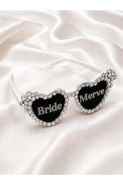 EvremStore Bride Gözlük Kişiye Özel İsimli Taşlı Model Bekarlığa Veda Gelin P...
