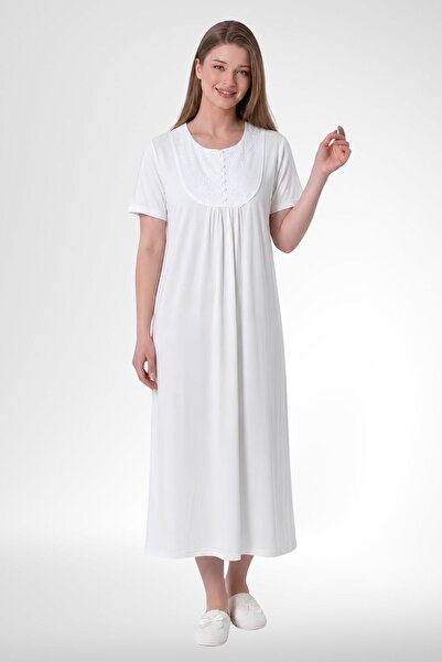 Mecit Pijama Mecit 6029 Ecru Large Size Women's Nightgown