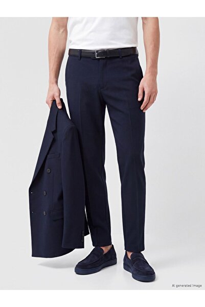 LC Waikiki Southblue Navy Blue Regular Fit Dobby Men's Trousers