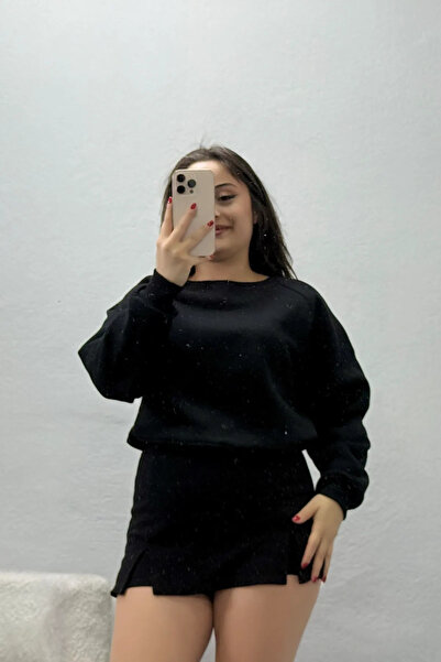 BELENDİR Women's Crew Neck 3 Thread Sweat Black