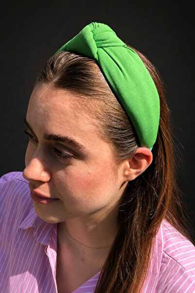 ByMerve Bym337-1 Women's Vibrant Green Knotted Fabric Wide Hair Crown Soft Da...
