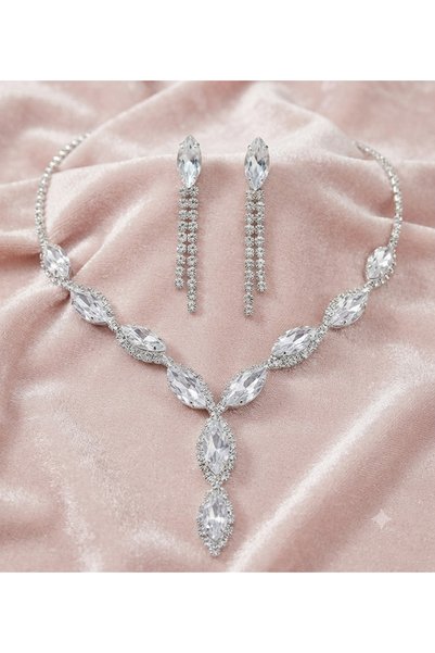 ROSALINDA Silver Shuttle Stone Necklace Earring Set
