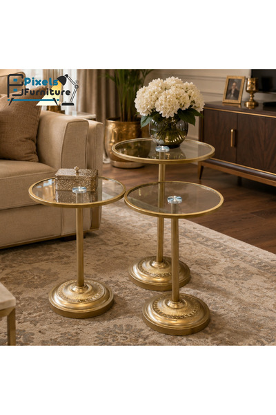 PixelsFurniture Bekas Furniture 3-Piece Serving Table Set with Heat Resistant...