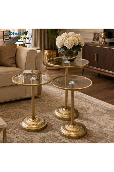 PixelsFurniture Bekas Furniture 3-Piece Serving Table Set with Heat Resistant...