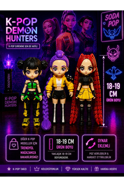 nevoPrint 3'lü Set Büyük Boy Rumi, Zoey, Mira K-Pop İblis Avcıları Eklemleri ...