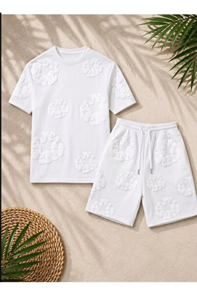 Ryam Set de tricou și pantaloni scurți oversize unisex MOODA - Model floral i...