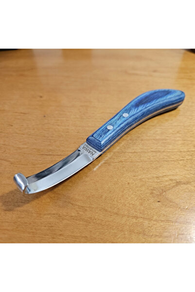 NAWA Blue Wooden Handle Double-Ended Hoof Knife - Ambidextrous Hoof Knife