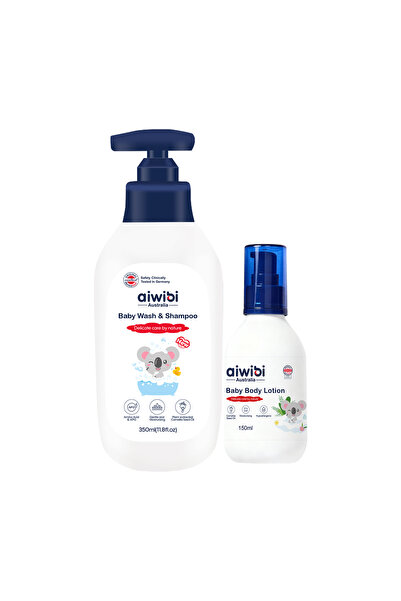 Aiwibi Baby Wash & Shampoo with natural camellia oil 350ml and body lotion 150ml