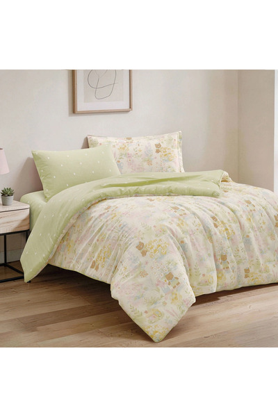 Pazar Home Bedding مفرش بازار هوم زوي قطني نفر ونص 4 قطع 170 × 225 سم بحشوة م...