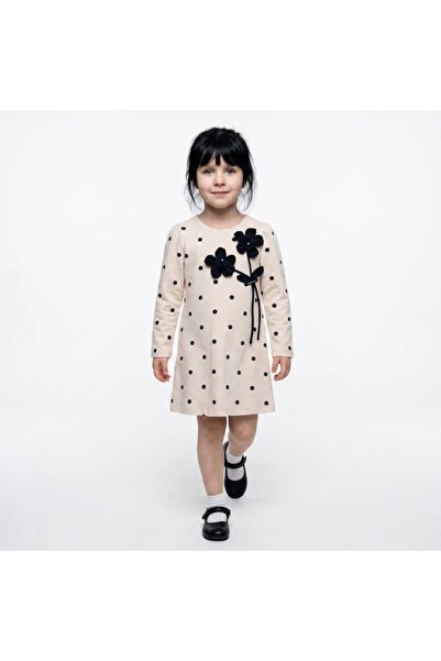 Moonstar Cold Moon Polka Dot 3D Floral Applique Dress