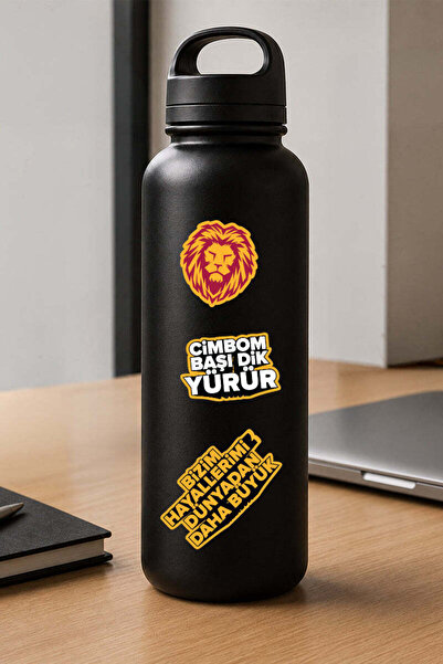 Galatasaray Sticker Set Yellow Slogan - Licensed Original