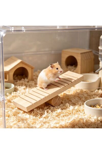 idei Balansoar lemn neted pentru hamster și gerbili 20×8 cm, jucărie sigură n...