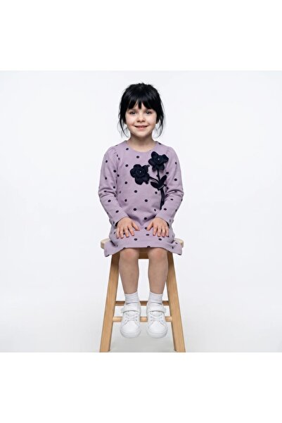 Moonstar Cold Moon Polka Dot 3D Floral Applique Dress